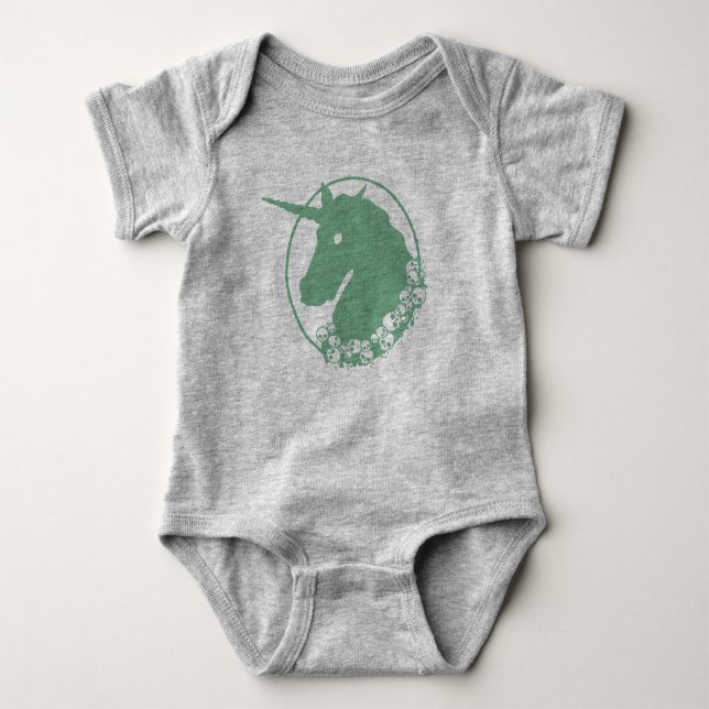 Green Zombie Unicorn Baby Strampler (Vorderseite)