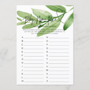 GreenBaby Shower Game Baby Name Race Card Einladung