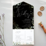 GreenerBlack and Gold Hochzeit von Siegel und send All In One Einladung<br><div class="desc">Treten Sie ein in eine Welt der Bezauberung mit unserer grünen Schwarz-Gold Hochzeit von Siegel und senden Sie alles in einer Einladung, perfekt für Ihre botanische Frühjahrsheirat. Diese Einladung, die mit einem schlauen grünen Eukalyptus und goldenen Akzenten geschmückt ist, strahlt Eleganz und moderne Laune aus. Stellen Sie sich einen Spaziergang...</div>