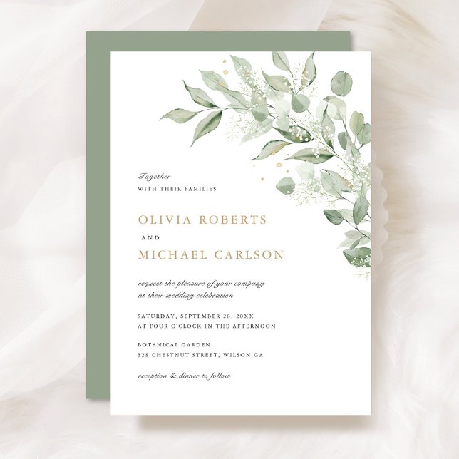 Greeneria Olive Verlass Branch Gipskraut Wedding Einladung (Von Creator hochgeladen)