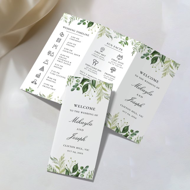 Greenery01 Trifold Wedding Program Flyer (Von Creator hochgeladen)