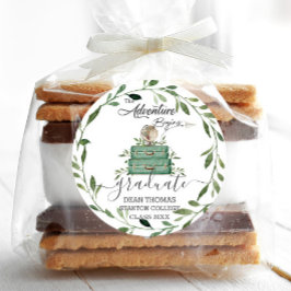 Greenery Adventure Begins Journey Abschluss Gefall Runder Aufkleber