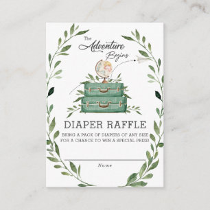 Greenery Adventure Suitcase Baby Diaper Raffle Begleitkarte