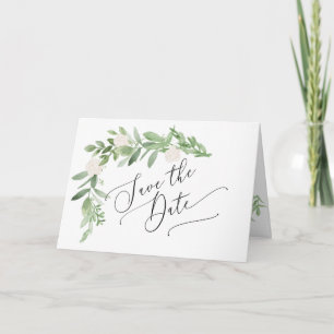 Greenery and Blush Save the Date Card Ankündigung