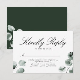 Greenery and Eucalyptus Scripted RSVP Green Karte
