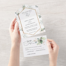 Greenery and Gold All-In-One All In One Einladung