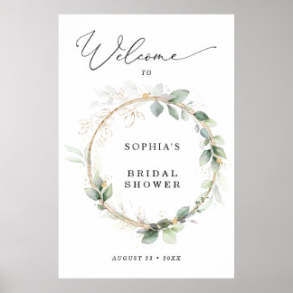 Greenery and Gold Bridal Shower Welcome Poster