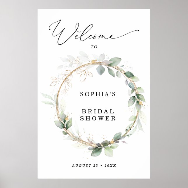 Greenery and Gold Bridal Shower Welcome Poster (Vorne)