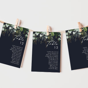 Greenery and Gold Leaf   Navy Table Number Chart
