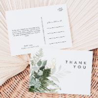 Greenery and Gold Leaf Wedding Danke Postcard