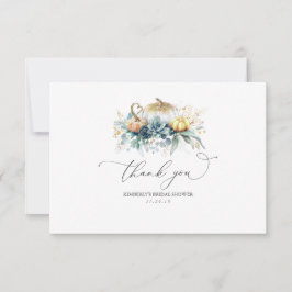 Greenery and Gold Pumpkins Brautparty Vielen Dank Dankeskarte