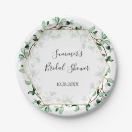 Greenery and Gold Textures Brautparty | Hochzeit Pappteller