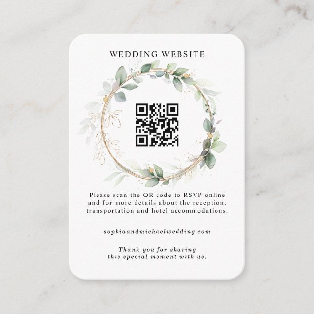 Greenery and Gold Wedding Enclosure Card Begleitkarte (Vorderseite)