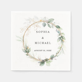 Greenery and Gold Wedding Napkins Serviette
