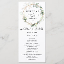 Greenery and Gold Wedding Program Programm