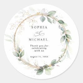 Greenery and Gold Wedding Sticker