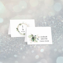 Greenery and Gold Wedding Table Place Card Tischnummer