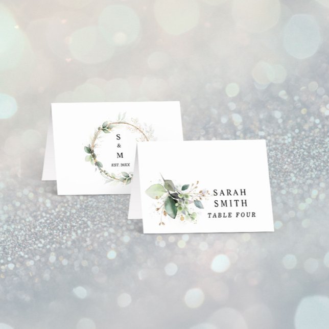Greenery and Gold Wedding Table Place Card Tischnummer (Von Creator hochgeladen)