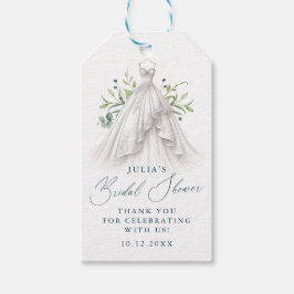 Greenery and Wedding Dress Danke Brautparty Geschenkanhänger