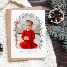 Greenery Arch & Bow Elegantes Script Foto Weihnach