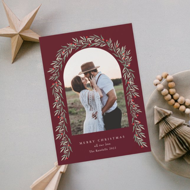 Greenery Arch Modernes Script Foto Weihnachten (Von Creator hochgeladen)