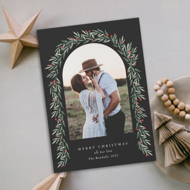 Greenery Arch Modernes Script Foto Weihnachten (Von Creator hochgeladen)