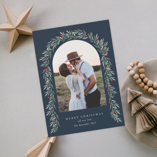 Greenery Arch Modernes Script Foto Weihnachten (Von Creator hochgeladen)