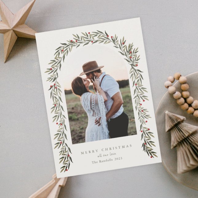 Greenery Arch Modernes Script Foto Weihnachten (Von Creator hochgeladen)