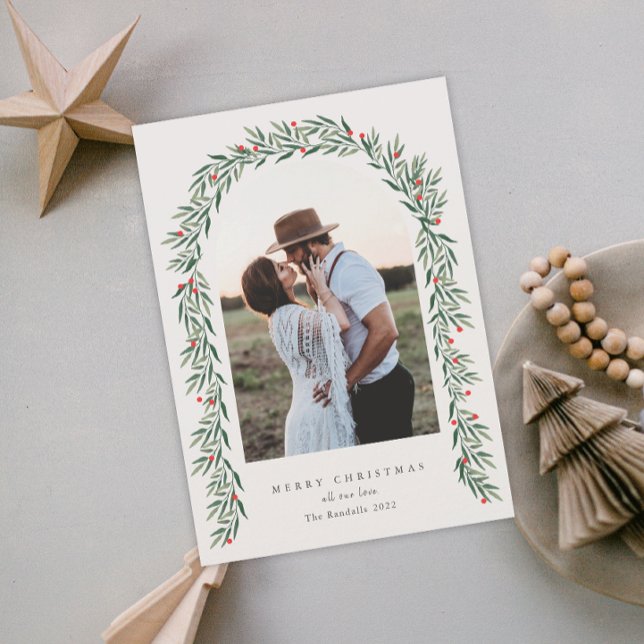 Greenery Arch Modernes Script Foto Weihnachten (Von Creator hochgeladen)