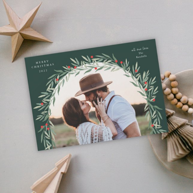 Greenery Arch Modernes Script Foto Weihnachten (Von Creator hochgeladen)