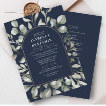 Greenery Arch Navy UAWG QR Code Wedding Rose Gold