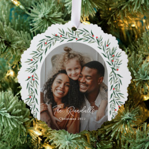 Greenery Arch Script Foto Weihnachtsfeiertag Ornament Karte