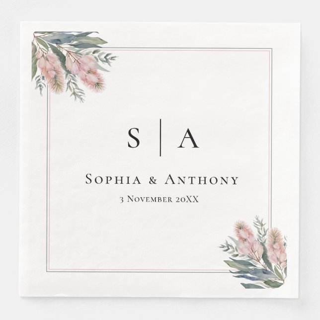 Greenery Australia Personalisiert Wedding Napkins Serviette (Vorderseite)