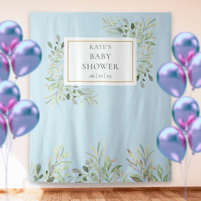 Greenery Baby Boy Blue Dusche Foto Stand Hintergru Wandteppich (Von Creator hochgeladen)
