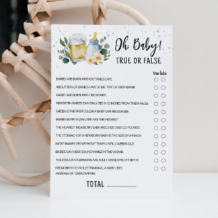 Greenery Baby Brauerei Wahr oder Falsch Spielkarte Einladung