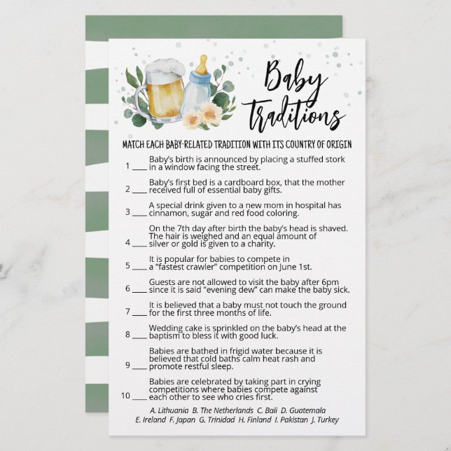 Greenery Baby Brewing Baby Tradition Spiel (Vorne/Hinten)