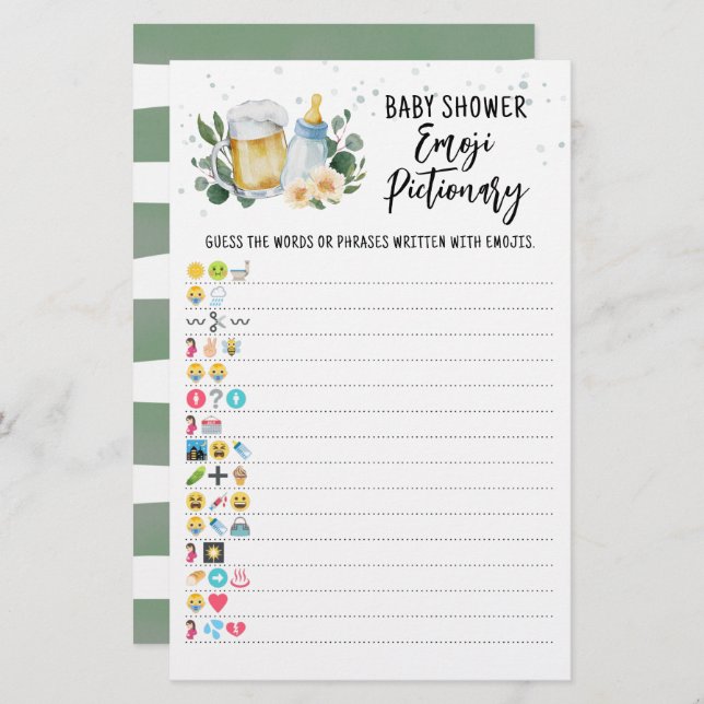 Greenery Baby Brewing Game Emoji Pictionary (Vorne/Hinten)