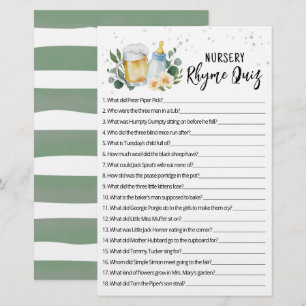 Greenery Baby Brewing Game Kinderzimmer Rhyme Quiz