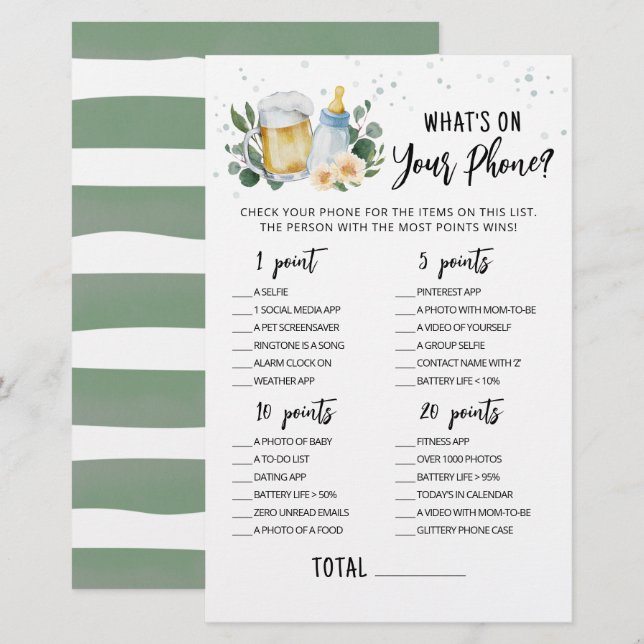 Greenery Baby bricht, was auf Ihrem Handyspiel ste (Vorne/Hinten)