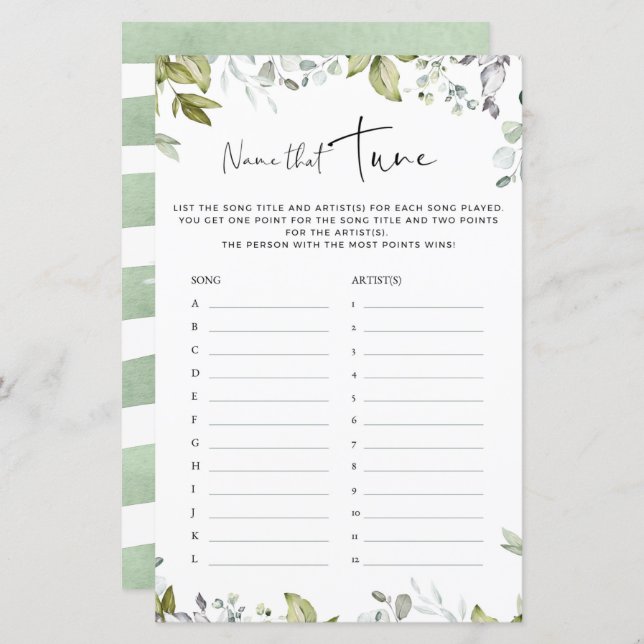 Greenery Baby Duwer Game Name, dass (Vorne/Hinten)