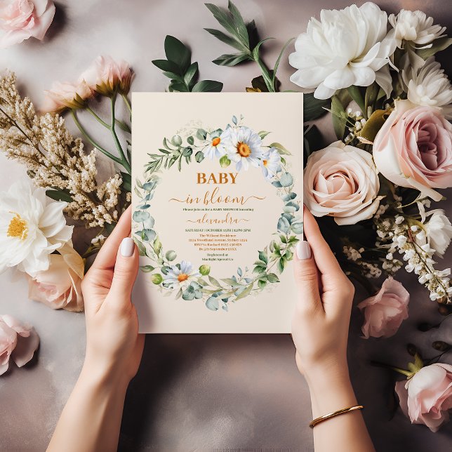 Greenery Baby in Bloom Baby Shower Einladung (Von Creator hochgeladen)