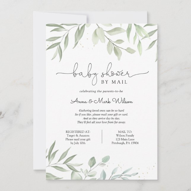 Greenery Baby Shower by Mail Einladung (Vorderseite)