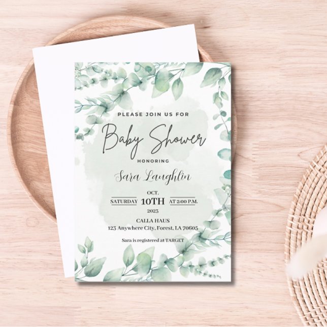 Greenery Baby Shower Einladung (Greenery Baby Shower Invite)