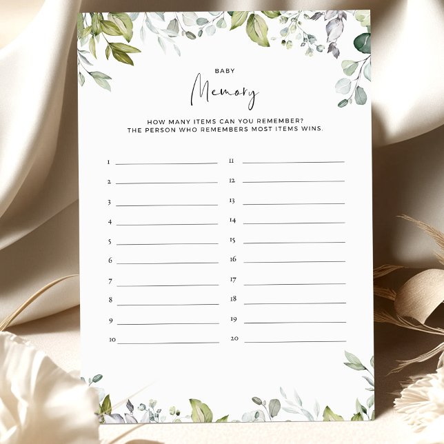 Greenery Baby Shower Game - Baby Memory (Von Creator hochgeladen)