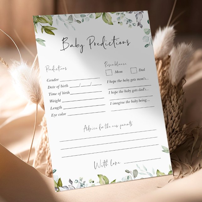 Greenery Baby Shower Game - Baby Predictions (Von Creator hochgeladen)