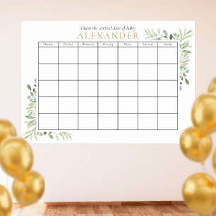 Greenery Baby Shower Guess The Due Date Poster