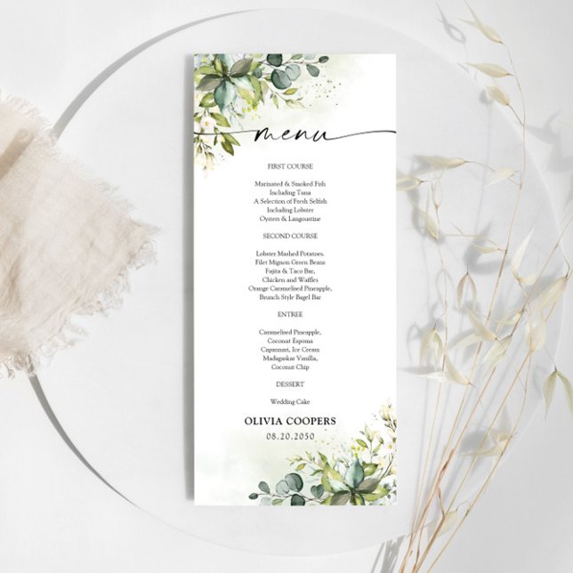 Greenery Baby Shower Menu Menükarte (Von Creator hochgeladen)