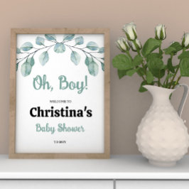 Greenery Baby Shower Oh Junge Willkommen Poster