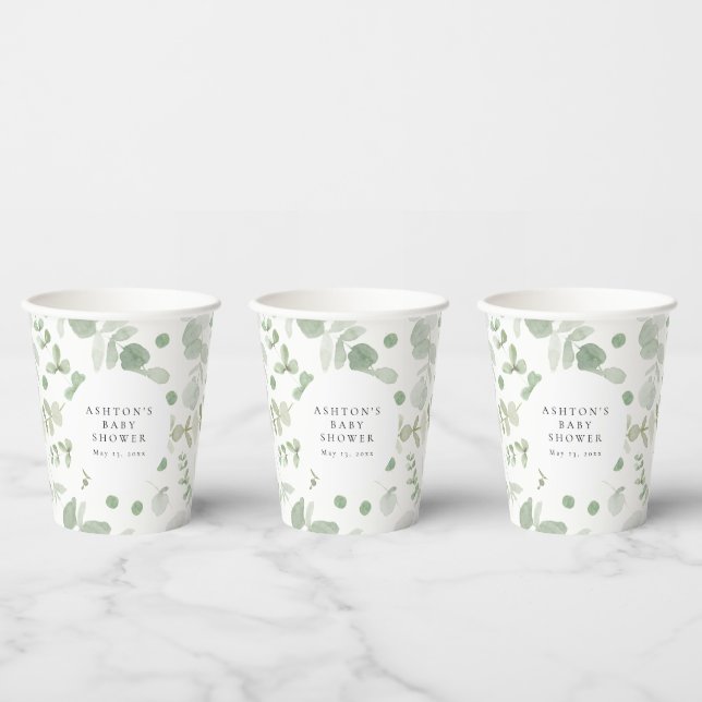 Greenery Baby Shower Paper Cups Pappbecher (Multi)