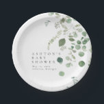 Greenery Baby Shower Pappteller<br><div class="desc">Es handelt sich um schlichte, elegante Eukalyptus-Baby-Duschpapiere mit Aquarellelementen und einem modernen Schriftart. Bearbeiten Sie alle Texte und alle Farben* auf dieser Hochzeitsvorstellung. * Die Farbe der Aquarellgrün ist nicht editierbar // Für passende Objekte, besuchen Sie bitte die "ASHTON" Kollektion im Sincerely By Nicole Zazzle Store. * Wenn Ihnen dieses...</div>